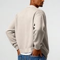 thumbnail image 5 of Dresfit Waffle Sweaters Men Button Up Knit Sweater Front V Neck Long Sleeve Knitted Shirt Spring Ribbed Oversized Loose Fit Back To School Pullover Dressy Coat Beige XL, 5 of 5