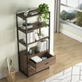 Tribesigns Vintage Bookshelf, Rustic Etagere Bookcase with Drawers