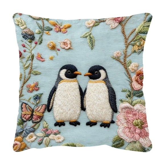 Vwrxbz Decorative Throw Pillowcase 18x18 Inch Short Lint Cute Embroidery Pattern for Sofa Bedroom Living Room