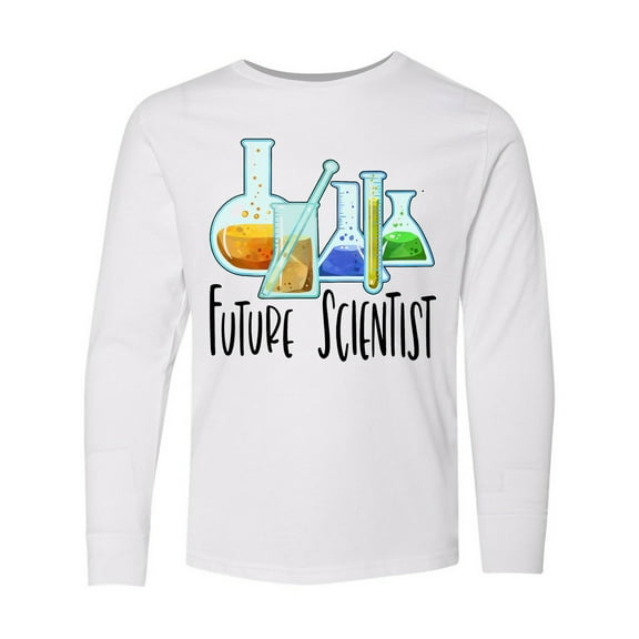 Inktastic Future Scientist with Beakers, Test Tubes and Formulas Long Sleeve Youth T-Shirt