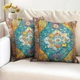 thumbnail image 2 of Boho Orange Blue Throw Pillow Covers 20x20 inch Set of 2, Bohemian Carpet Double Sided Pattern Soft Plush Cushion Cover for Couch Sofa Bed Decorative, Only Pillowcase (No Insert), 2 of 6