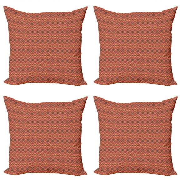 Ambesonne Geometric Throw Pillow Cover 4 Pack, Vivid Stripes, 18", Dark Coral Dried Rose