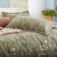 thumbnail image 2 of 3 Pieces Olive Green Floral Comforter Sets, 1 Soft Reversible Botanical Flowers Comforter and 2 Pillow Shams, Queen Size, 2 of 10