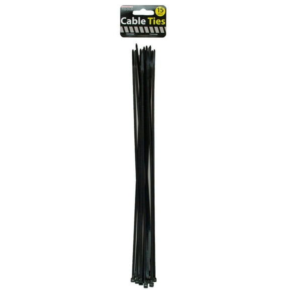 15 Pack 13.5 in Nylon Cable Ties for Organizing Cables, Wires, Hoses and More, Durable, Self Locking, Strong Tensile Strength for Home, Office, Garage, Outdoor and Professional Use, Black