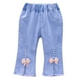 thumbnail image 1 of Jeans Évasés pour Filles avec Poches, Jambe Droite, Taille Haute, Mode, 1 of 7