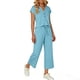 thumbnail image 4 of Top y falda Conjunto de las mujeres de la moda de color sólido suelto de manga corta con cuello en V con pantalones cortados de pierna ancha Set de bolsillo Pantalones y Top Set para las mujeres, 4 of 6
