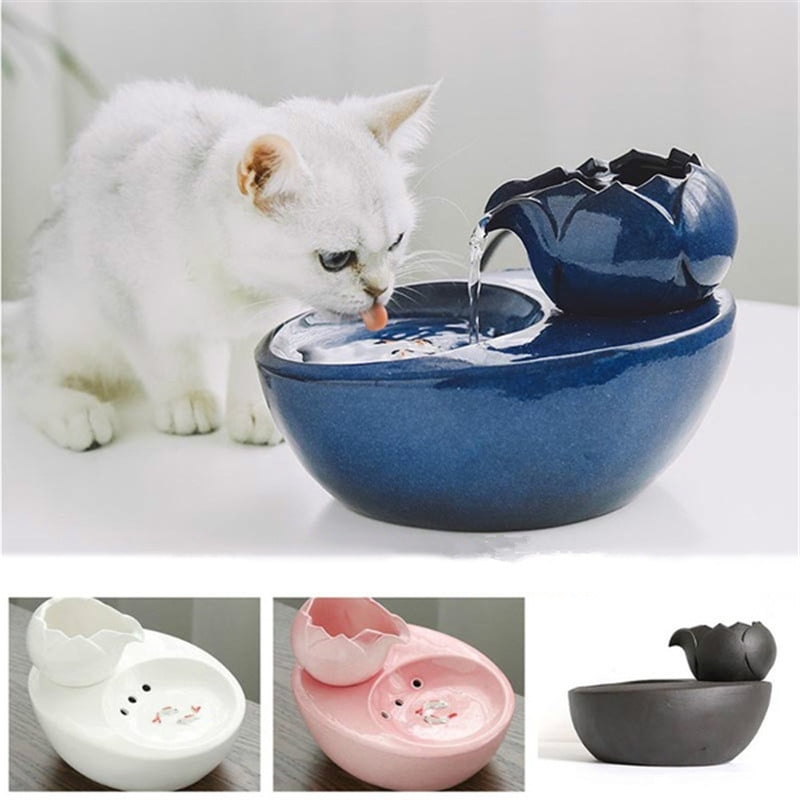 Pet Automatic Circulation Water Dispenser Ceramic Fountain Cat Dog