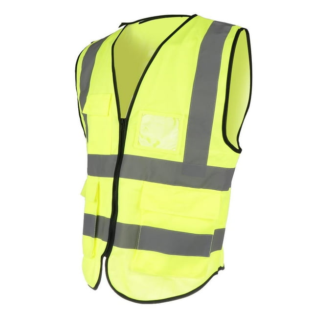 Chaleco Reflectante Seguridad Nocturna Seguridad Ciclismo Ciclismo Alto Cremallera L XL Amarillo fluorescente XXL Sharpla Chaleco reflectante de seguridad