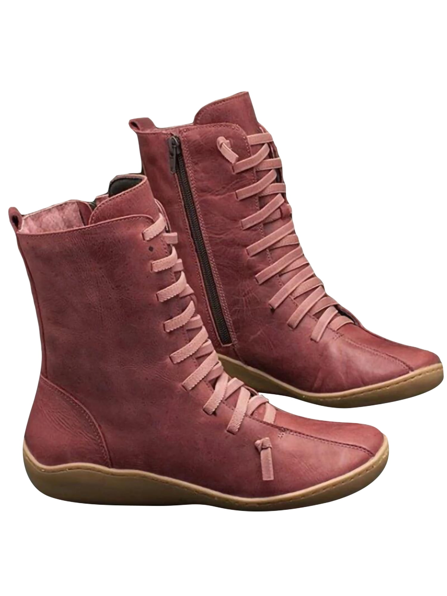 Details about   Fashion Women Ankle Boots Platform Round Toe Lace Up Wedges Boots Shoes US4-15