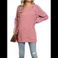 thumbnail image 3 of Camisas de Larga para Mujer, Túnicas Ligeras con Botones Decorativos y Abertura Lateral. Rosa XXL, 3 of 10