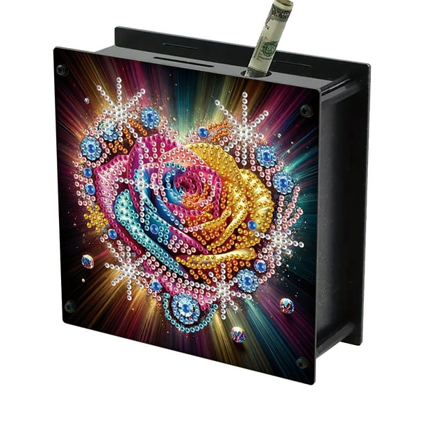 Painting Money Saving Box Rose 5D Diy Diamante Pintura Piggy Bank Desktop Art Decor Kit
