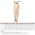 thumbnail image 4 of Trajes de 2 piezas para mujer, color puro, cuello redondo, manga larga, cordón en la cintura, pantalones de pierna ancha, trajes para uso diario Beige M, 4 of 4