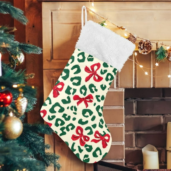 Ryvnso Christmas Stockings Spotted Bow Christmas 17.7" Large Stocking Decoration 1 Pack