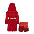 thumbnail image 2 of Rswnyirn Kids Boys Boxing Robes Costume Satin Hooded Boxing Robe with Belt and Muay Thai Shorts Set Burgundy 6, 2 of 5