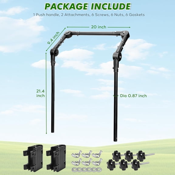Universal Folding Wagon Push Handle Attachment for Camping Wagons/Strollers/Beach Carts,Upgraded Adjustable Wagon Handle Kit for Metal Round & Square Frame