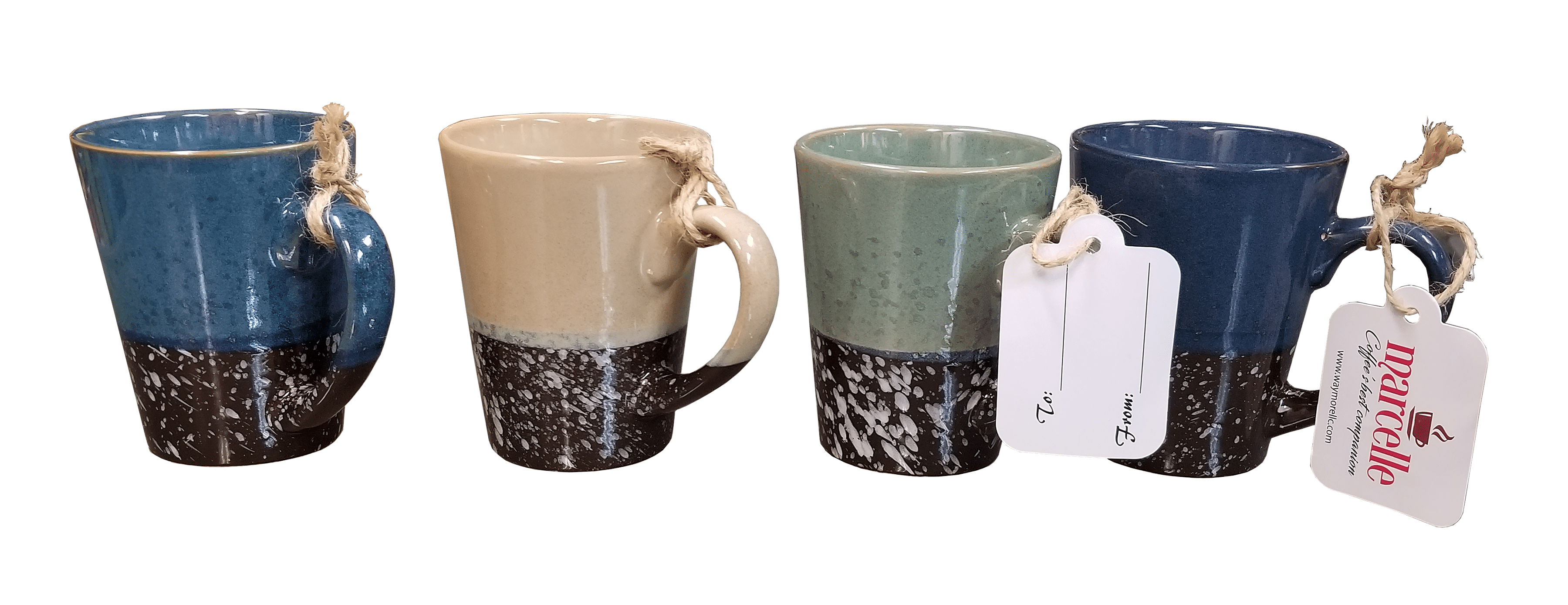 Marcelle Ceramic Coffee Mug, 11 oz, 12 Pack, 4 Assorted Colors