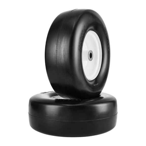 Lawn Mower Tires with Rim, 13x5-6" Tubeless Tractor Tires, 2-Pack Tire and Wheel Assembly, Flat-free PU Tires, 3.25"-5.9" Centered Hub, 3/4" Bushing Size, 20 PCS Adapter