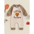 thumbnail image 2 of Nygoyerh Newborn Baby Boys Thanksgiving Romper 3M 6M 12M Turkey Print Playsuit Long Sleeve Crew Neck Jumpsuits Casual Bodysuits Infant Clothing, 2 of 8