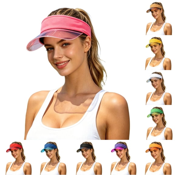 Jane Wardrobe Transparent Brim Sun Visor Hat for Women, Adjustable Magic Tape, Lightweight UV Protection Summer Hat, 1 Piece, One Size
