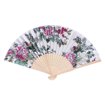 

Colorful Chinese Bamboo Folding Hand Fan Flower Floral Wedding Dance Party Decor