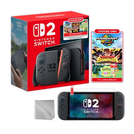 Nintendo Switch 2 Choose Your Game Bundle 256GB 7.9-Inch 1080P Screen, Joy-Con 2 with Mouse Sensor, Dock, with Microfiber Cleaning Cloth & Screen Protector