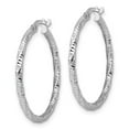 thumbnail image 3 of 925 Sterling Silver Rhodium Plated Polished Diamond cut Twist 2mm Hoop Earrings Measures 31x29mm Wide 2mm Thick Jewelry, 3 of 7