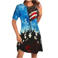 thumbnail image 1 of Vestido Corto para las Mujeres Cuello Redondo Manga Corta Impresa Suéter, Moda Casual Estilo Línea, 1 of 7