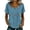 Blue, variant on Women's Loose Short Sleeve Blend Hollow Out Yoke Boho Top Light Blue XL