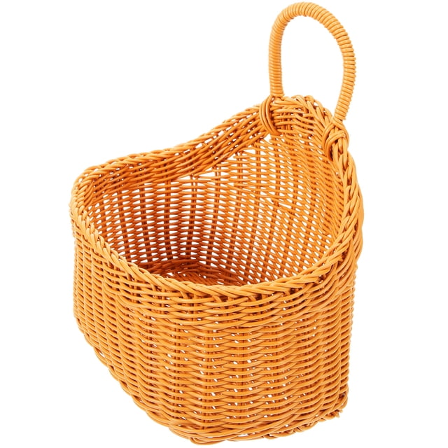 FUTUREORYY 1Pcs Wall Baskets for Storage Orange Plastic Rattan Kitchen Organization 10.61X9.43X6.29In