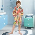 thumbnail image 5 of FORMRS Niños Bathrobe Unisex Hooded Robe Soft Plush Pajamas Sleepwear, Size 2-3T, White Striped Lemon, 5 of 7