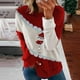 thumbnail image 2 of Blusa informal de manga larga con cuello redondo y estampado de retales para mujer a la moda navideña Pompotops gfhjh9880, 2 of 5