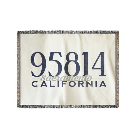 Sacramento, California - 95814 Zip Code (Blue) - Lantern Press Artwork (60x80 Woven Chenille Yarn