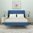 thumbnail image 2 of Full Size Platform Bed Frame, Upholstered Bed Frame with Padded Headboard and Metal Legs, Metal Platform Bed Frame for Kids Adults Bedroom, No Box Spring Needed, Easy Assembly, Navy, 2 of 7