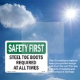 thumbnail image 6 of Steel Toe Boots Required At All Times OSHA SAFETY FIRST Aluminum Sign 18 Inch x 12 Inch - 5 Pack, 6 of 8