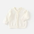 thumbnail image 2 of Ltctricy Toddler Baby Cardigans Girls Boys Lightweight Long Sleeve V Neck Button down Ribbed Knit Sweaters Newborn Infant Soft Blouses(Beige,1-2 Years), 2 of 5