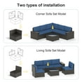 thumbnail image 3 of Phonjoroo 6 Pieces Patio Furniture Set Outdoor Wicker Sectional Conversation Sofa All-Weather Rattan Couch Patio Seating with Cushion and Glass Table for Porch, Poolside, Backyard, Balcony, 3 of 7
