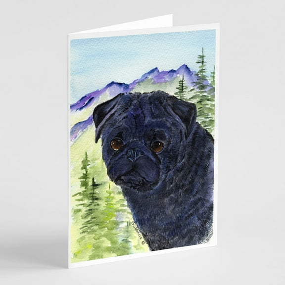 Pug Greeting Cards and Envelopes Pack of 8
