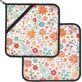 thumbnail image 2 of SKQIT Colorful Embroidery Style Flower Print Pot Holders Set of 2, Kitchen Heat Resistant Potholder for Microwave Cooking Baking Oven End Dishes and BBQ, 2 of 8