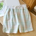 thumbnail image 2 of Checked Shorts for Womens Drawstring Elastic Waist Put On Strech Pajamas Shorts Baggy Relaxed Fit Sleepwear Tummy Control Quick Dry Active Pjs Shorts Lounge Breathable Nightwear 2025 Summer, 2 of 7