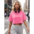 thumbnail image 5 of SAWOBUUN Women Crop Tops Acid Wash Short Sleeve T shirt Casual Trendy Comfy Y2K Summer Basic Tees, 5 of 9