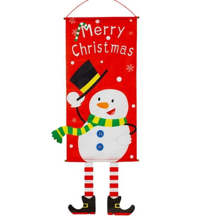 Outfmvch christmas decorations home decor Banners Christmas Curtain Decoration Door Hanging Painting Hanging Flag