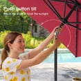 thumbnail image 5 of ACEGOSES LED Outdoor Patio 6x9ft Deck Solar Light Market Umbrella, Outside Table Umbrellas With Polyester canopy,Red, 5 of 8