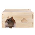 thumbnail image 1 of Spacious and Breathable Wooden Rabbit Castle Hideout - Perfect Bunny House Tunnel for Chinchilla, Guinea Pigs, and Small-Sized Pets - Extended Castle Style, 1 of 4
