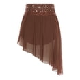 thumbnail image 2 of Sholeno Women's Shiny Rhinestone Lyrical Dance Skirt High Low Hem Mesh Flowy Dancing Skirt Umber M, 2 of 5