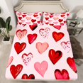 thumbnail image 2 of Homewish Oil Painting Loves Twin Sheet Sets,Valentine'S Day Theme Twin Fitted Sheet,Pink Red Flat Sheet For Men Women,Microfiber Bedroom Decor,3-Piece, 2 of 7