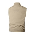 thumbnail image 3 of Men's Outdoor Multi-Pocket Cargo Vest Lightweight Sleeveless Jacket for Fishing Travel Photographer Work with Pockets Khaki Size XL, 3 of 4