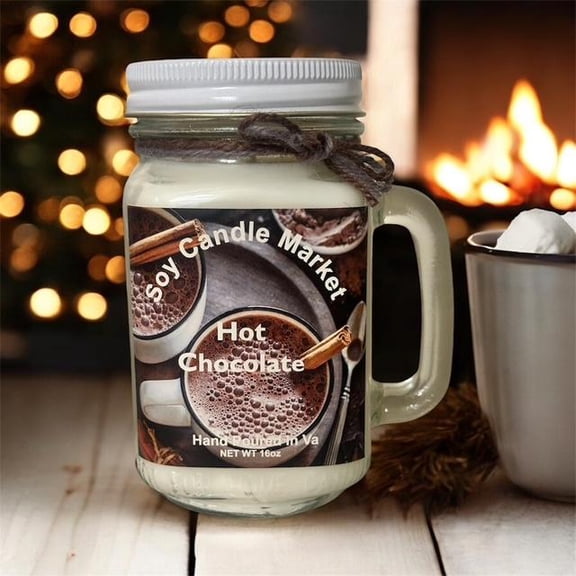 Soy Scented Candles | Handmade & Highly Aromatic Candles Burns Upto 85 Hours in Glass Jar - Perfect for Home Decor, Wedding, Birthday, Dinner (Hot Chocolate, 16 oz)