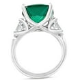 thumbnail image 3 of Pompeii 7.55Ct Green Cushion Emerald & Marquise Three Stone Ring 14k Gold lab Grown, 3 of 6