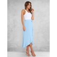 thumbnail image 5 of Womens One-Piece Wrap Tie Waist Solid Color Irregular Hem Chiffon Midi Skirt Elegant Flowy Blue M, 5 of 8