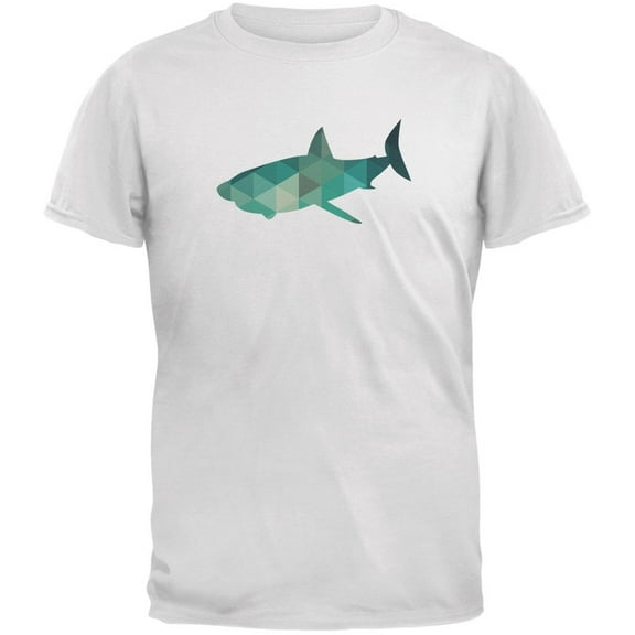 Shark Geometric White Adult T-Shirt - Medium